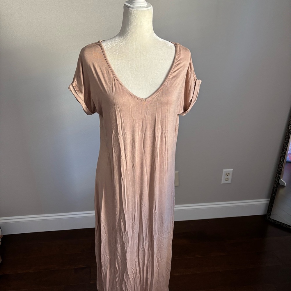 Fashion Nova Salmon Tan Maxi Dress Size Medium